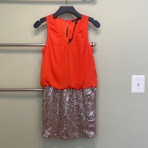 Orange and Silver Sequin Mini Dress NWT